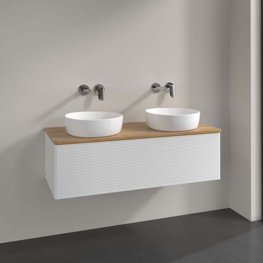 Villeroy & Boch Antao Servantskap med 1 skuff 120x50x36 cm m/lys Hvit Blank/Eik Villeroy & Boch Antao Servantskap med 1 skuff 120x50x36 cm m/lys Hvit Blank/Eik