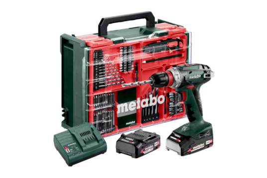 Batteridrill Metabo BS 18 Quick 2X2,0 AH Workshop Sett Batteridrill Metabo BS 18 Quick 2X2,0 AH Workshop Sett