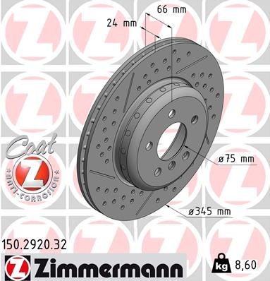 Bremseskive ZIMMERMANN 150.2920.32 Bremseskive ZIMMERMANN 150.2920.32