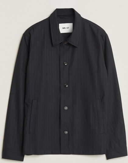 NN07 Zander Pinstriped Overshirt Navy Blue