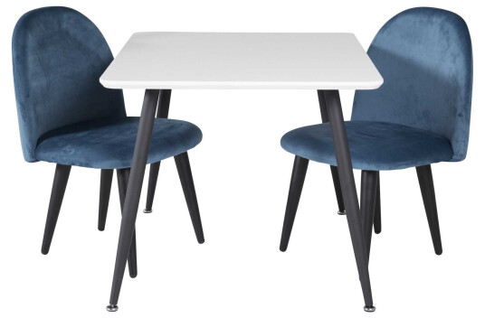 Venture Design Polar & Velvet spisegruppe Hvit/blå 2 st stoler & bord 80 x 60 cm