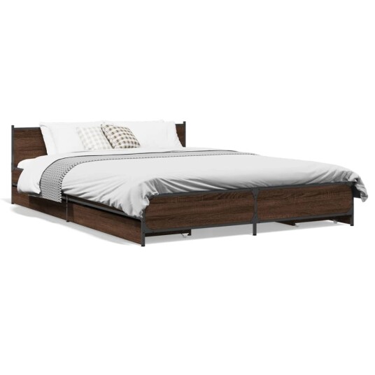 Sengeramme med skuffer sonoma eik 120x200 cm konstruert tre 8721102611315