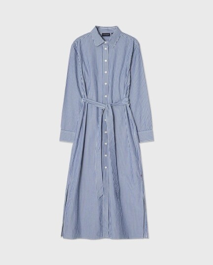 Lexington Clothing Casual Long Poplin Shirtdress Blue L Lexington Clothing Casual Long Poplin Shirtdress Blue L