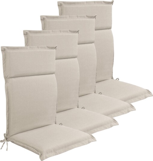 Nordstrand Home Luksus PLUS hageputer til posisjonsstol 4 stk.   Tykk skumkjerne 7 cm   Beige hageputer til hagestol med ekstra høy komfort & UV resistent trekk   Nordstrand Home puter