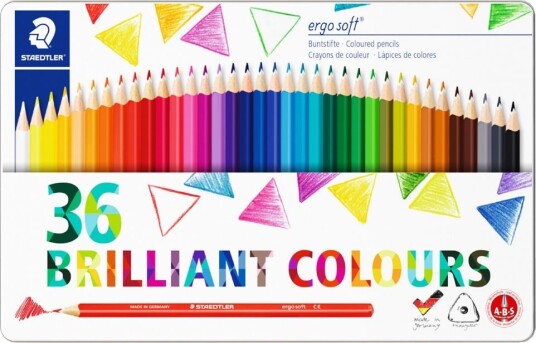Staedtler Stedtler Ergosoft 36 Fargeblyanter i metallboks Trekantet