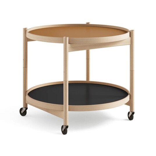 Brdr. Krüger Bølling Tray Table model 60 rullebord clay, oljet bøkestativ
