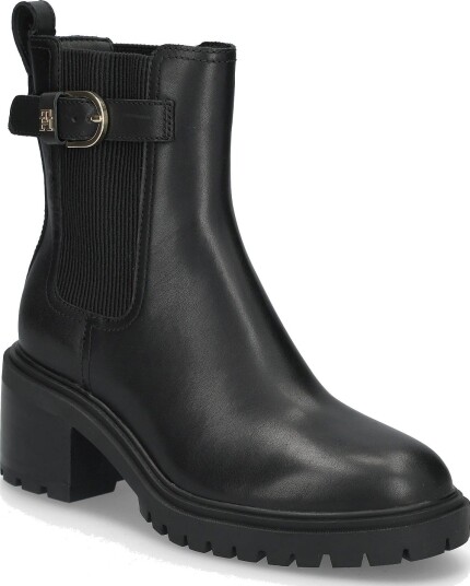 Tommy Hilfiger Block Heel Buckled Chelsea Boot - BLACK - 37