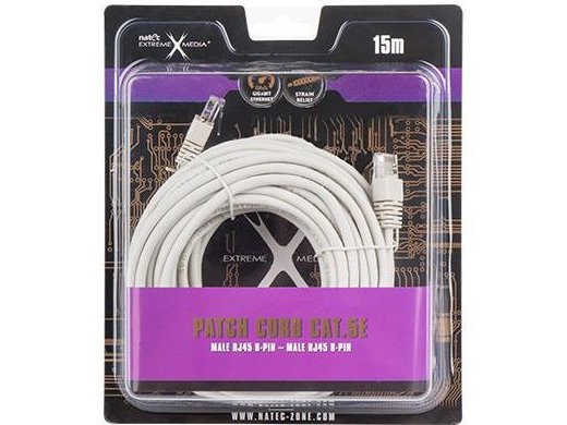 Patchcord Kat.5E Utp 15M Szary Natec Extreme Media (Blister) Patchcord Kat.5E Utp 15M Szary Natec Extreme Media (Blister)