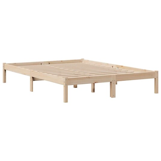 Seng med bokhylle uten madrass 160x200 cm heltre furu 8721158604170
