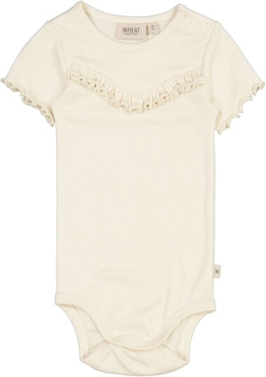 Wheat Rib Body Ruffle Ss Eggshell (74 / 9 mnd)
