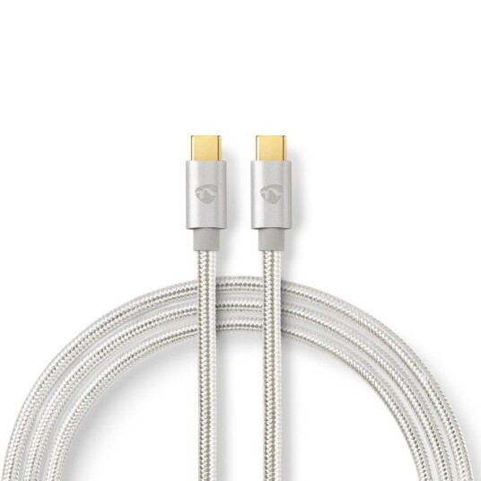 Nedis USB-kabel | USB 2.0 | USB-C™ Hann | USB-C™ Hann | 100 W | 480 Mbps | Gull belagt | 1.00 m | Rund | Flettet / Nylon | Sølv | Deksel Vindusboks Nedis USB-kabel | USB 2.0 | USB-C™ Hann | USB-C™ Hann | 100 W | 480 Mbps | Gull belagt | 1.00 m | Rund | Flettet / Nylon | Sølv | Deksel Vindusboks