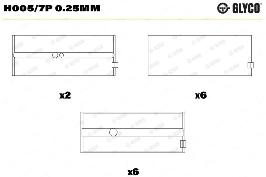 Veivaksellager GLYCO H005/7P 0.25mm