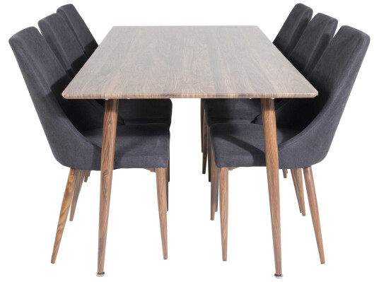 Venture Design Polar & Leone spisegruppe Brun/svart 6 st stoler & bord 180 x 90 cm
