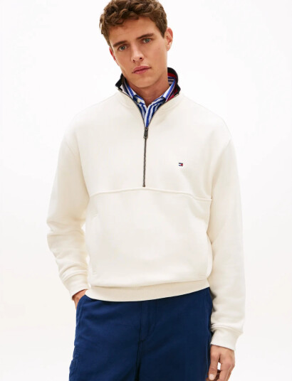 Tommy Hilfiger Flag 1/4 Zip Cream XXL