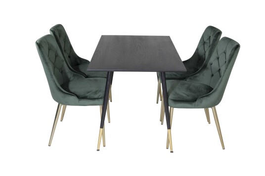 Venture Design Dipp & Velvet spisegruppe Svart/grønn 4 st stoler & bord 120 x 85 cm
