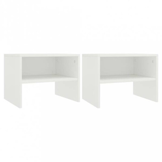 Nattbord 40x30x30 cm sponplate 2 stk - Hvit