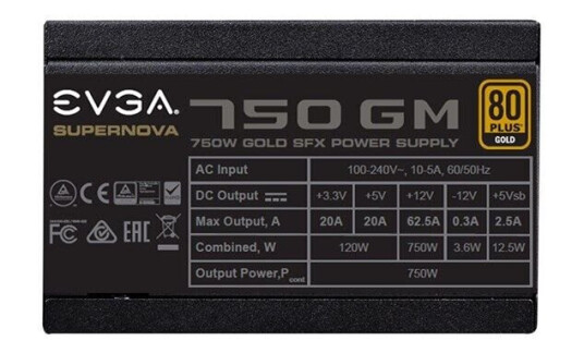 EVGA SuperNOVA 750 GM Strømforsyning (PSU) - 750 Watt - 92 mm - 80 Plus Gold sertifisert