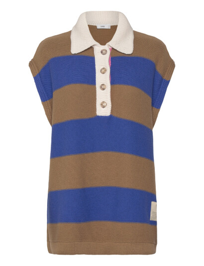 Closed Sleeveless Polo Knits Ecru Blue M
