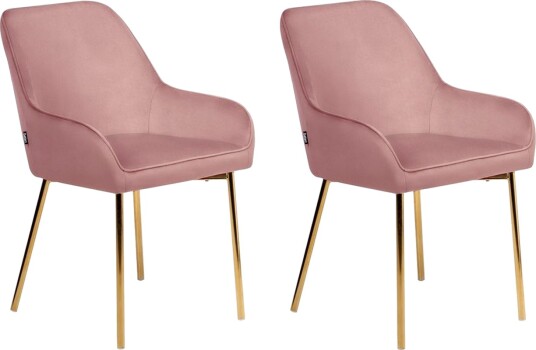 Sett med 2 spisestuestoler Loverna - Rosa, Gull/Fløyel, Rosa, gull/fløyel, Rosa, gull/Sateng