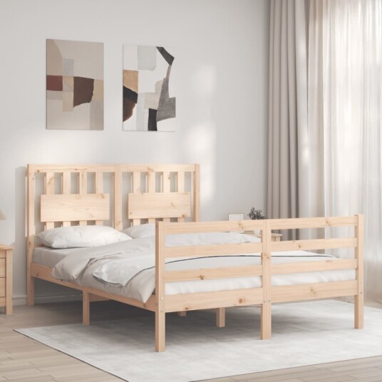 vidaXL Sengeramme med hodegavl 140x200 cm heltre 8720845994815