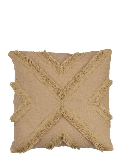 J Line Cushion Cross Sq Polyes Beige Beige W40CM