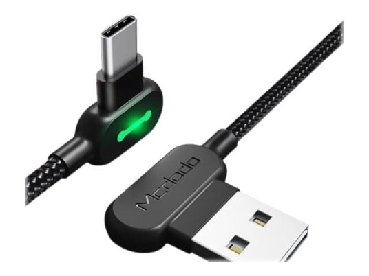 Mcdodo - USB-kabel - USB Type A (han) 90° vinklet, omvendelig til USB-C (han) vinklet - USB 3.0 - 1.2 m - sort