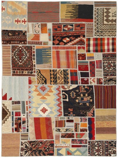 Håndknyttet. Opphav: Persia Kelim Patchwork Teppe 140x200