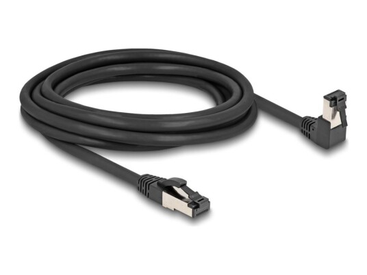 Delock Koblingskabel Rj-45 Hann Nedvinklet Til Rj-45 Hann Rett 3 M 6.2 Mm S/Ftp Cat 8.1 Halogenfri Uten Hindringer Svart