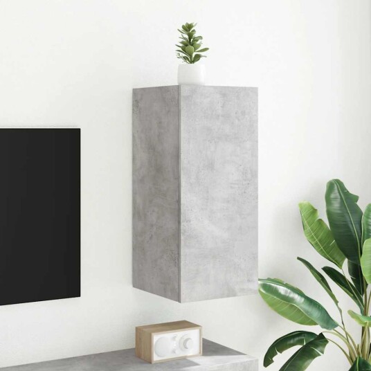 vidaXL Vegghengt TV-benk med LED-lys betonggrå 30,5x35x70 cm 8721012258228