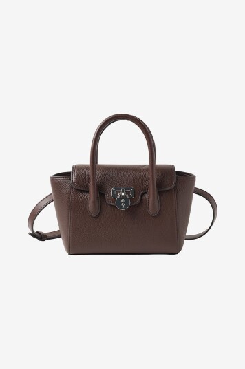 Lauren Ralph Lauren Vesken Luxe Pebble Lthr tnnr SM Schl stl sma Brun
