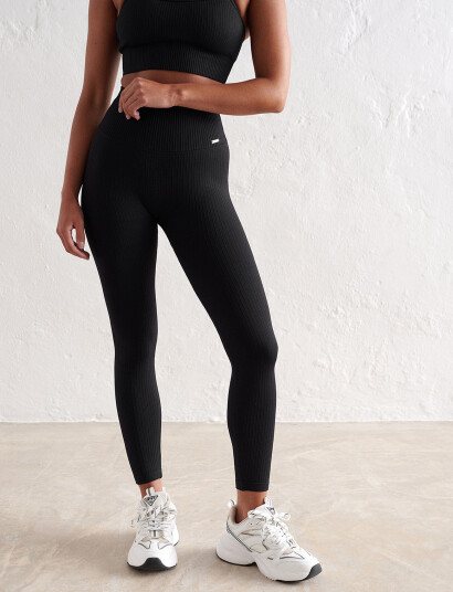 aim´n Ribbed Seamless Petite Tights - Black - M