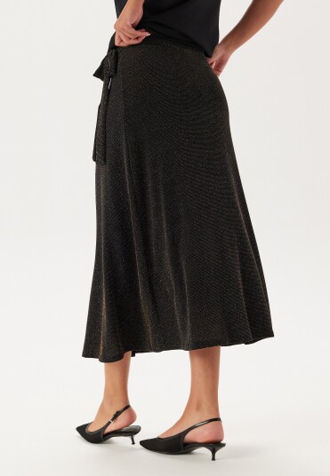 Happy Holly Sparkling Wrap Midi Skirt Black/Gold 36/38