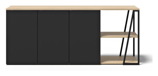Temahome Albi Skjenk, Lys eik/Svart metall, 190x45x81 Unoliving
