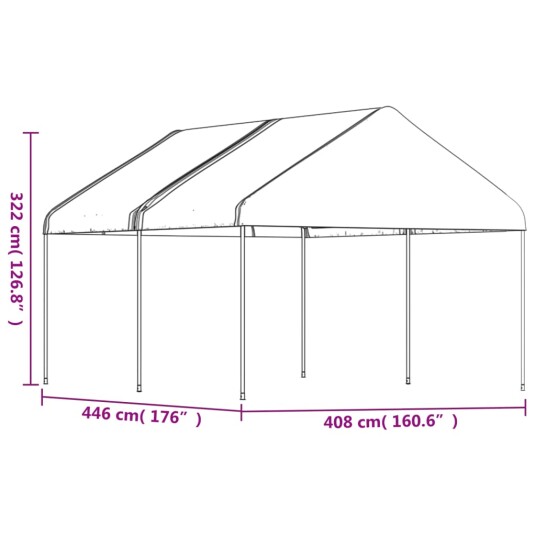 vidaXL Paviljong med tak hvit 4,46x4,08x3,22 m polyetylen vidaXL Paviljong med tak hvit 4,46x4,08x3,22 m polyetylen