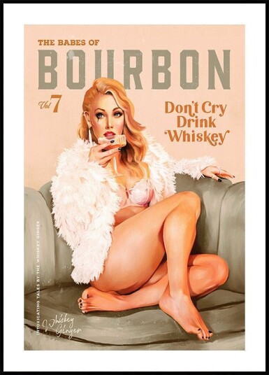 Babes of Bourbon Vol 7 Sexy Vintage Whiskey Pinup Girl Plakat Plakat / 100x150cm