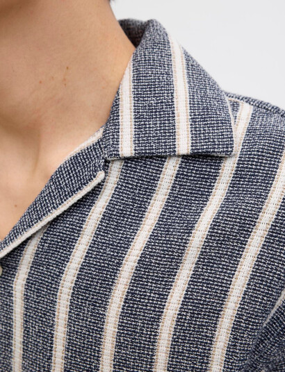 Jack & Jones Jorcoba Stripe Resort Shirt Ss Sn - Grey - S