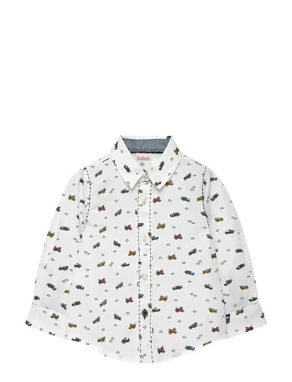 Boboli Poplin Shirt Printed White 128 Boboli Poplin Shirt Printed White 128