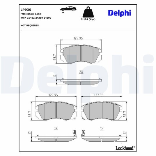 Bremseklosser sett DELPHI LP930