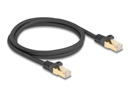 Delock Nettverkskabel Rj-45 Hann Til Rj-45 Hann 1 M 7 Mm S/Ftp Cat 6A Flettet Kabel Svart