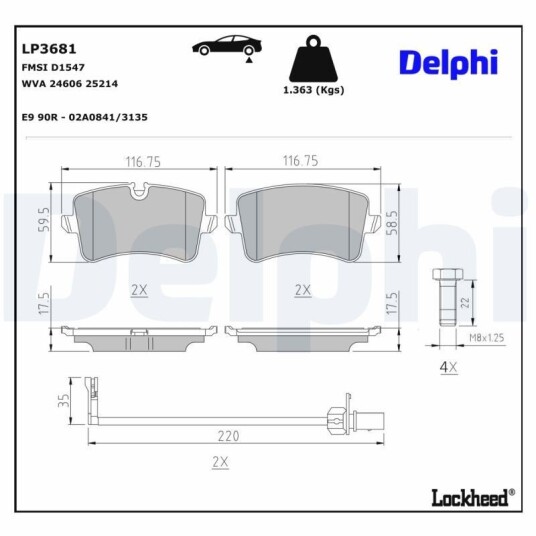 Bremseklosser DELPHI LP3681