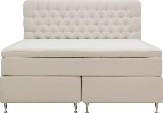 Hilton Lyx Komplett Sengpakke 160x200 cm Kontinentalseng med knappet sengegavl i bouclé Ivory / Bouclé