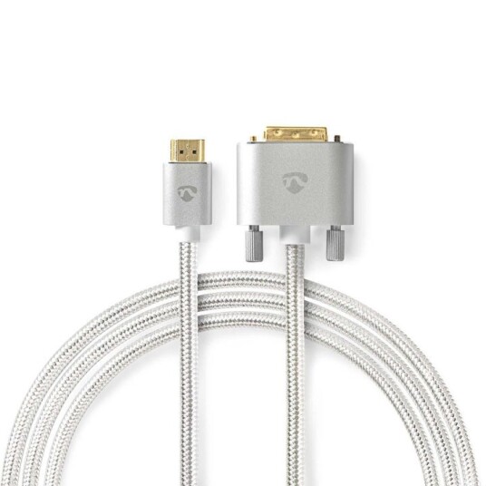 Nedis 2 m HDMI til DVI-D 24+1-Pin Gullbelagt Flettet Kable Sølv Nedis 2 m HDMI til DVI-D 24+1-Pin Gullbelagt Flettet Kable Sølv