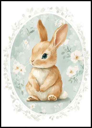Sitting Baby Bunny With Blue Eyes Plakat Plakat / 100x150cm