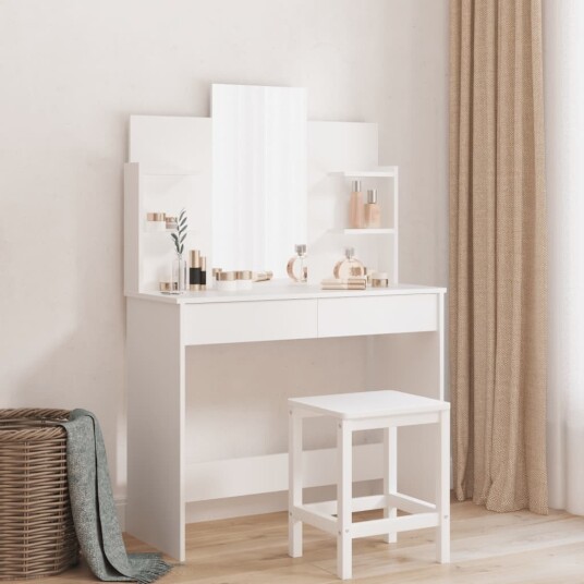 Sminkebord med speil hvit 96x39x142 cm 8721012134102 Sminkebord med speil hvit 96x39x142 cm 8721012134102