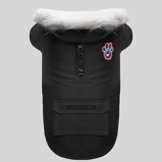 Canada Pooch Hundejakke Winterwilderness 60cm Sort med Faux-fur Trim