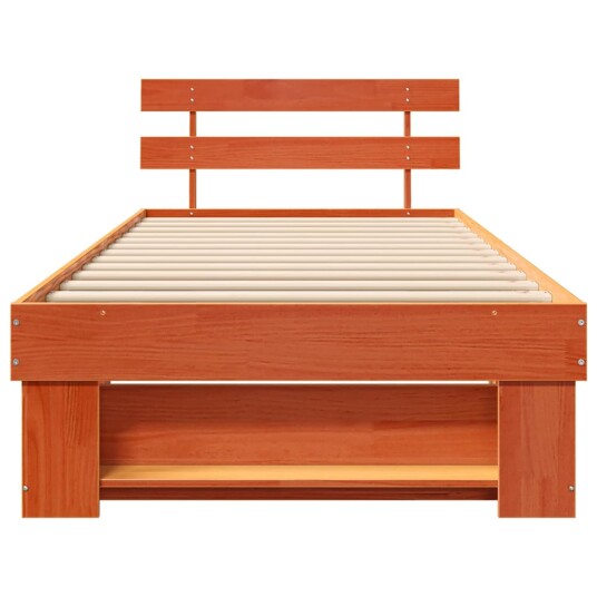  Sengestamme med hodegjerde Voksbrun 90 x 200 cm Heltre furu