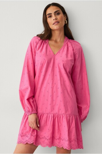 Ellos Collection Kjole med blondebroderi Rosa