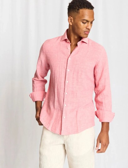 Bruun & Stengade Bs Tahaka Casual Modern Fit Shirt Pink M