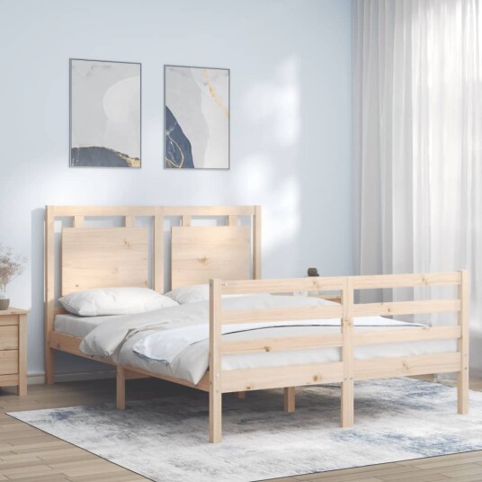 vidaXL Sengeramme med hodegavl 140x190 cm heltre 8720845992019