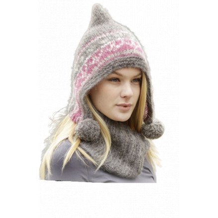 Sweet Winter Hat by DROPS Design Lue og hals strikkeoppskrift str S XL